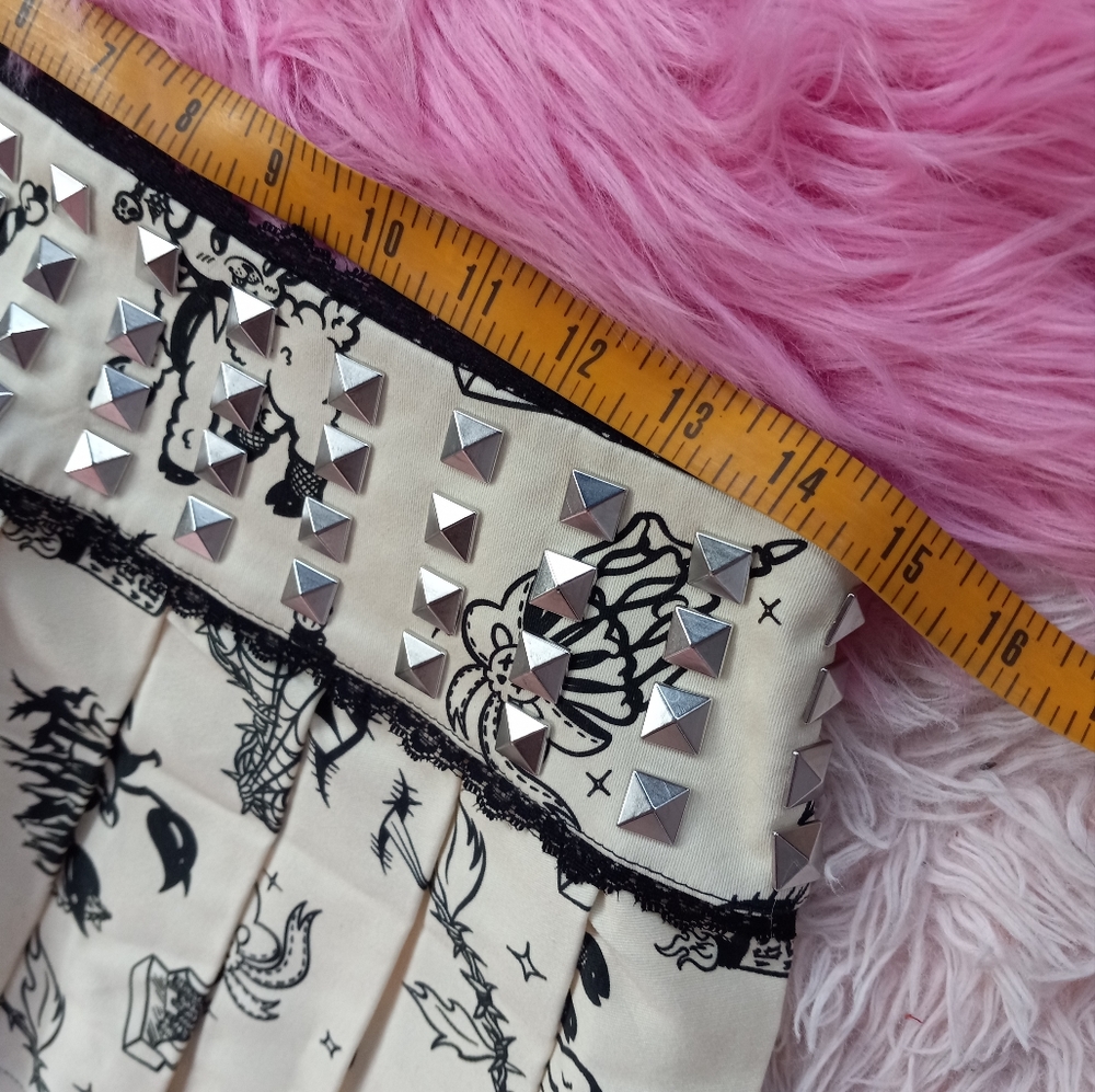 DK kawaii goth creepy cute dbl corset laced top & metal stud skirt set SOLD! - Picture 11 of 15